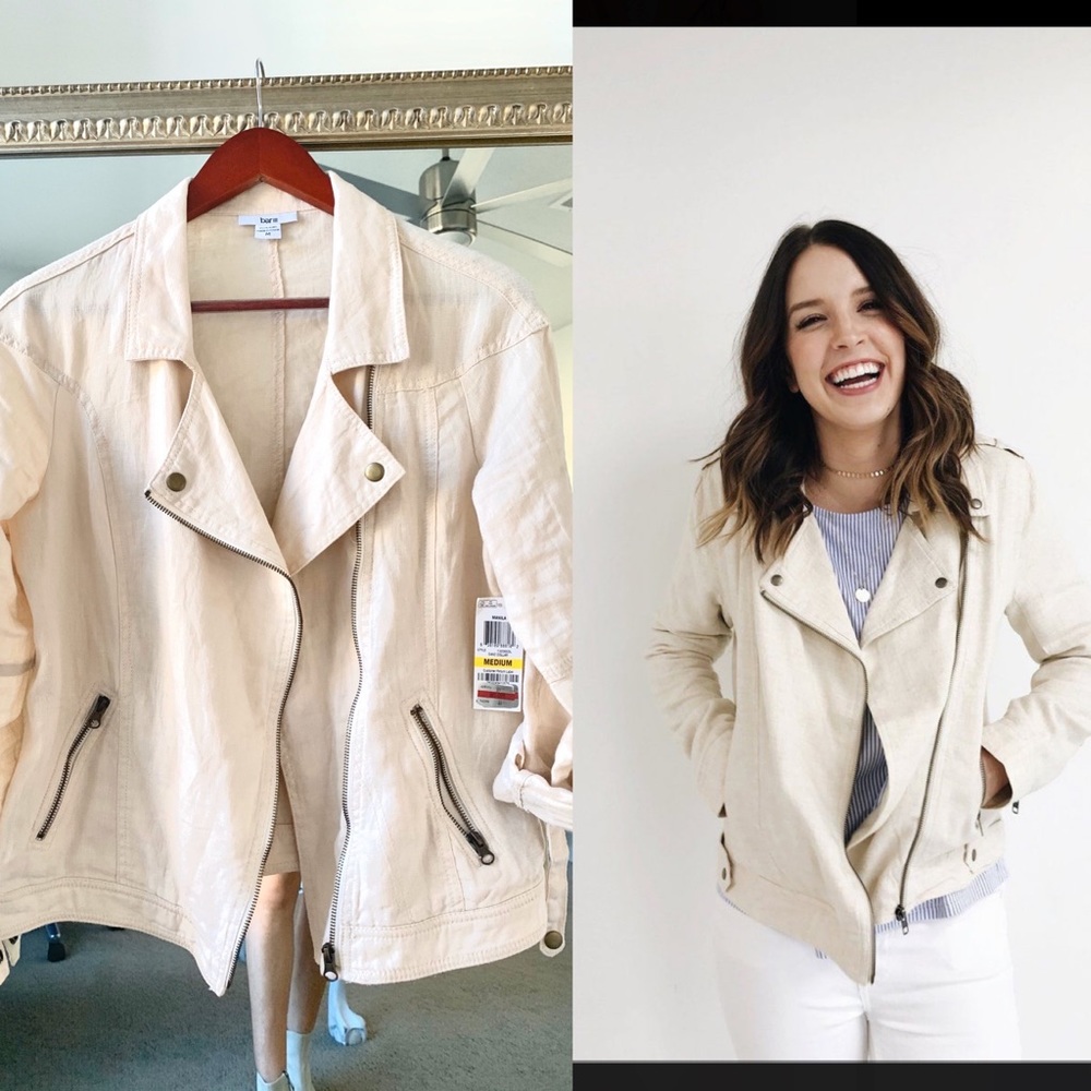 NWT Bar III linen moto motorcycle jacket